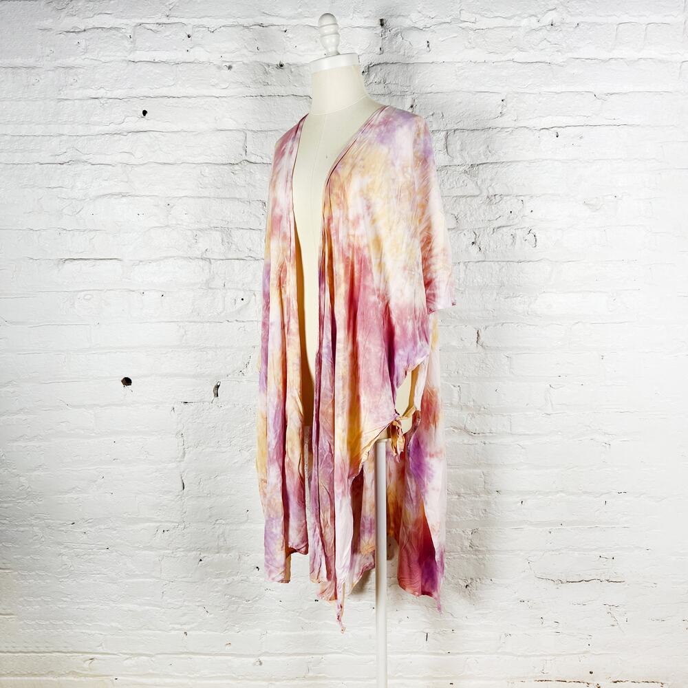 Torrid pink tie dye kimono swim beach cover up plus size OS
